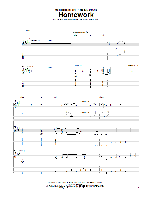 Robben Ford Homework sheet music notes and chords. Download Printable PDF.