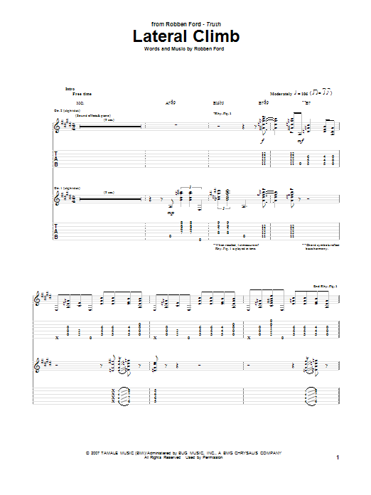 Robben Ford Lateral Climb sheet music notes and chords. Download Printable PDF.