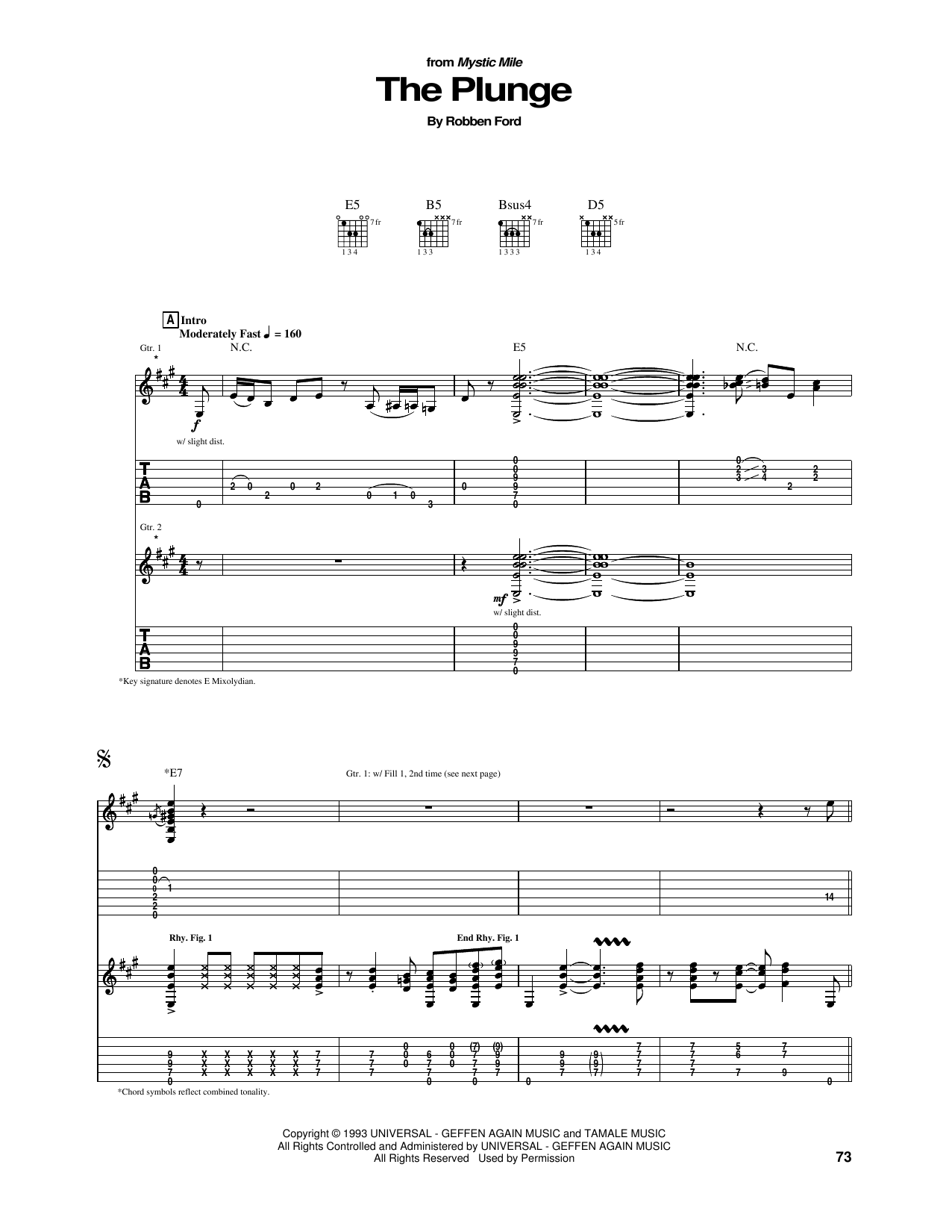 Robben Ford The Plunge sheet music notes and chords. Download Printable PDF.