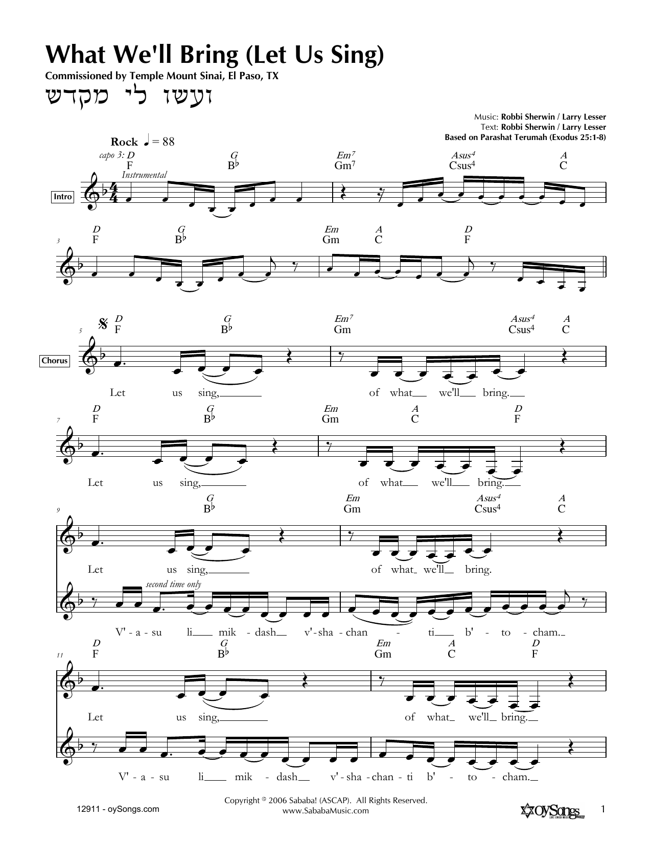 Learn to play Robbi Sherwin What We'll Bring (Let Us Sing) sheet music for Lead Sheet / Fake Book in minutes. Price: 5.9900$ Robbi Sherwin What We'll Bring (Let Us Sing) sheet music notes and chords arranged for Lead Sheet / Fake Book
