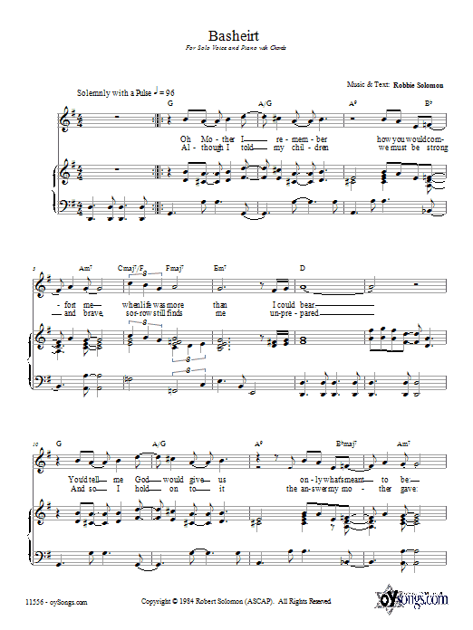 Robbie Solomon Basheirt sheet music notes and chords. Download Printable PDF.