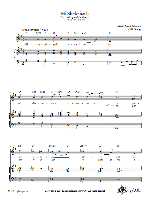 Robbie Solomon Mi Shebeirach sheet music notes and chords. Download Printable PDF.