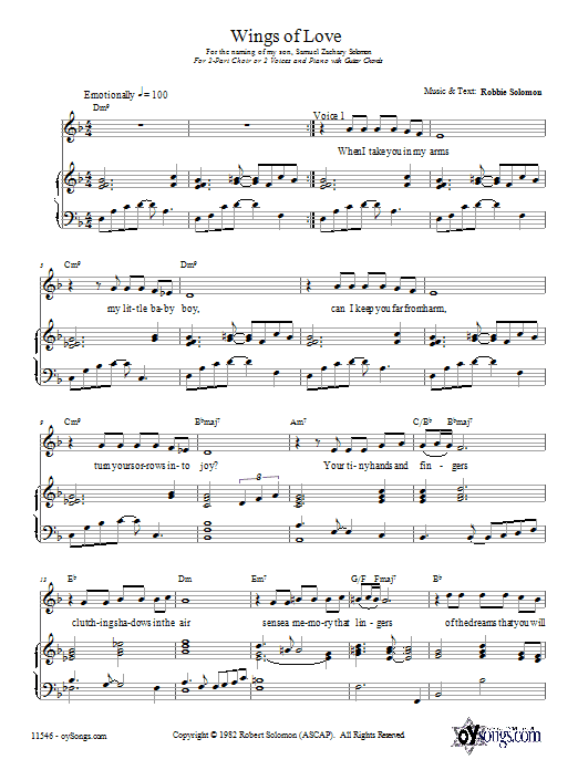 Robbie Solomon Wings of Love sheet music notes and chords. Download Printable PDF.