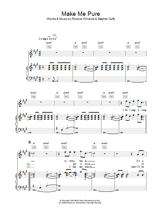 Robbie Williams Make Me Pure sheet music notes and chords. Download Printable PDF.