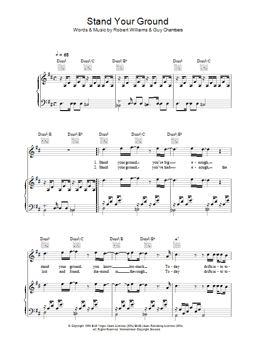 Robbie Williams Stand Your Ground sheet music notes and chords. Download Printable PDF.