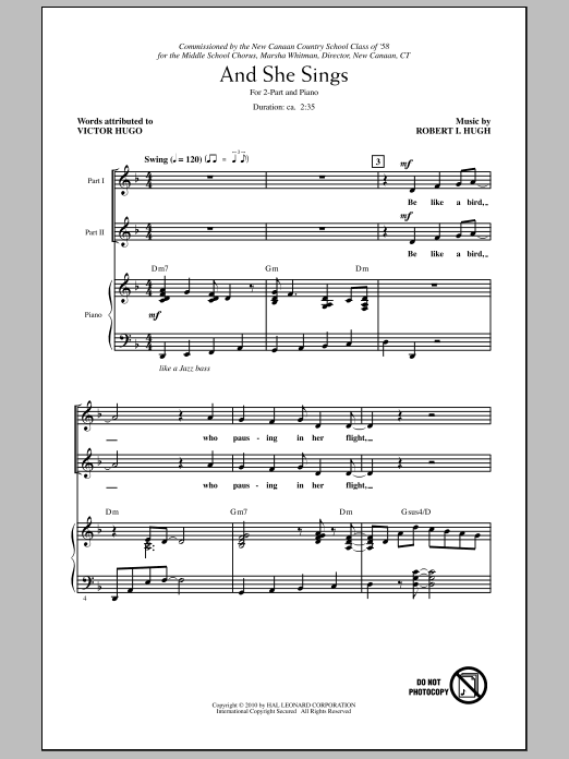 Robert Hugh And She Sings sheet music notes and chords. Download Printable PDF.