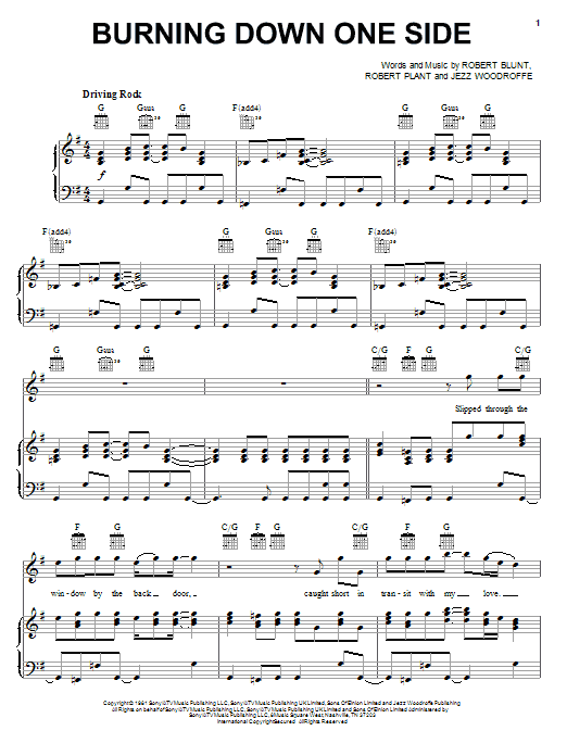 Robert Plant Burning Down One Side sheet music notes and chords. Download Printable PDF.