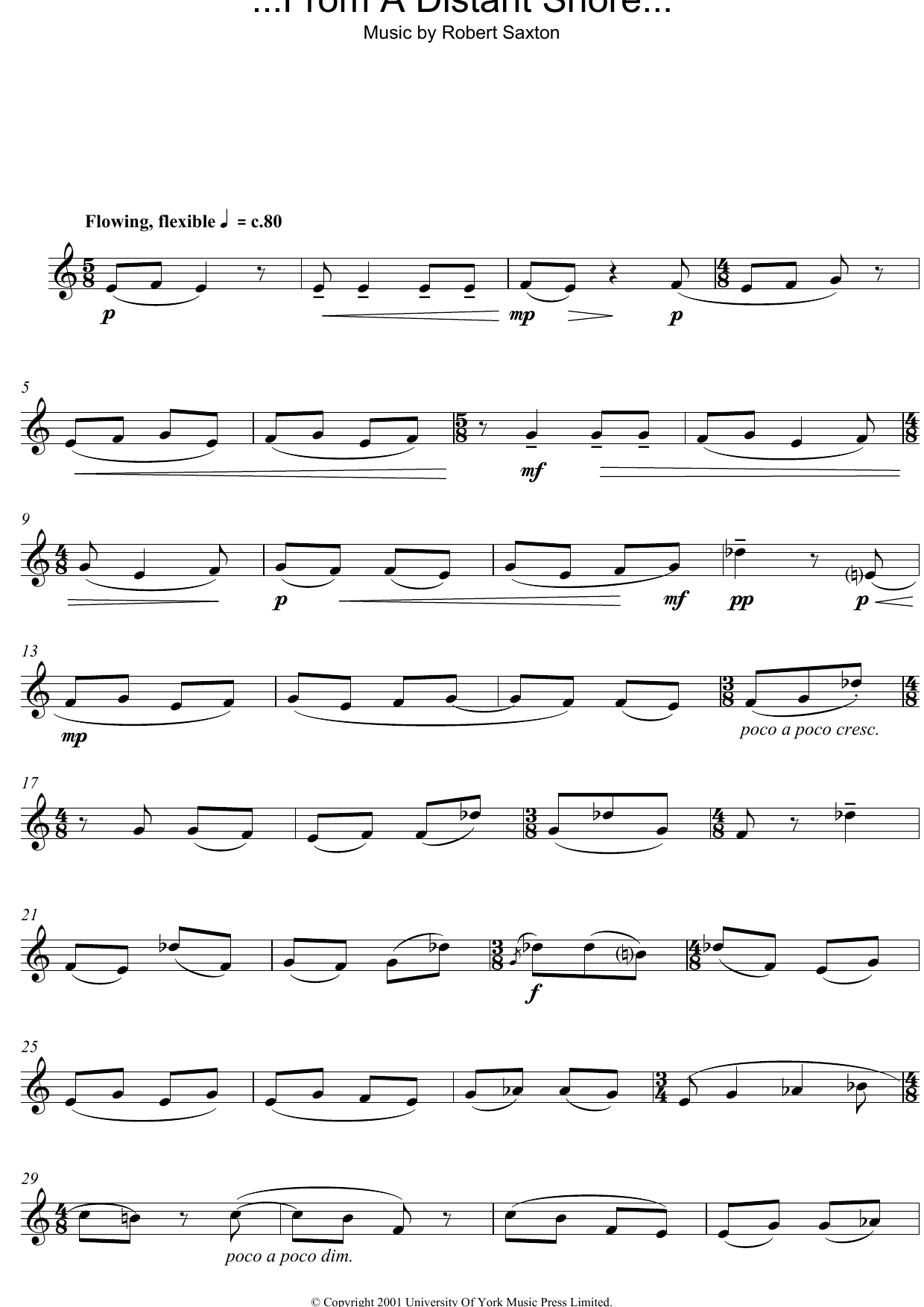 Robert Saxton ...From A Distant Shore... sheet music notes and chords - Download Printable PDF and start playing in minutes.
