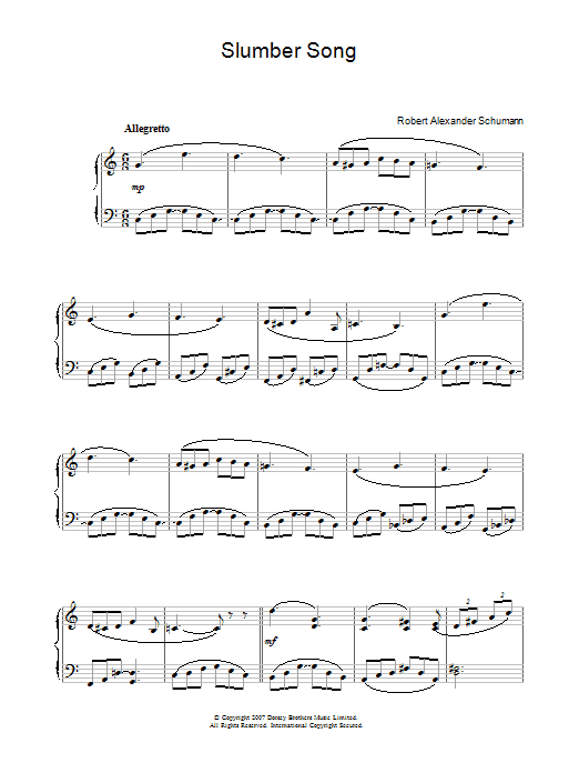 Robert Alexander Schumann Slumber Song sheet music notes and chords. Download Printable PDF.