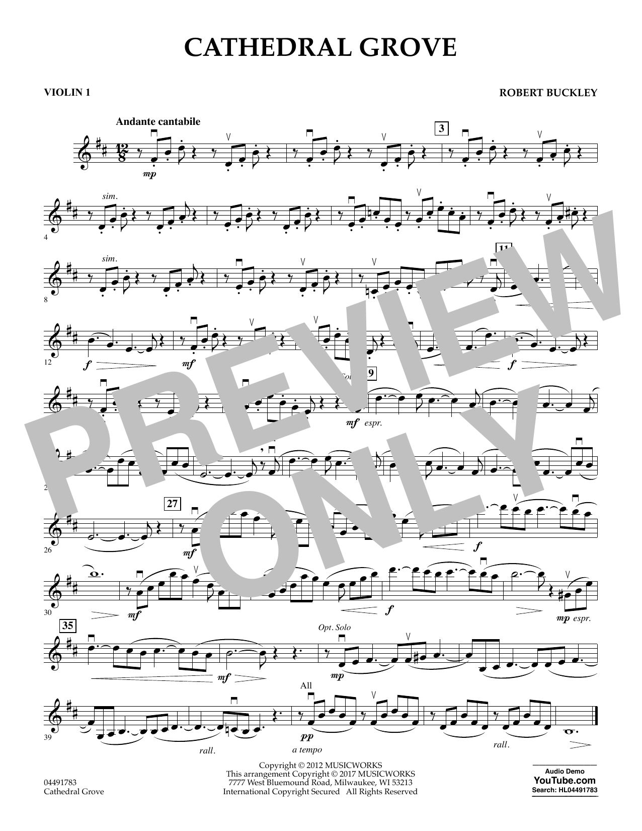 Learn to play Robert Buckley Cathedral Grove - Violin 1 sheet music for Orchestra in minutes. Robert Buckley Cathedral Grove - Violin 1 sheet music notes and chords. Download Printable PDF.