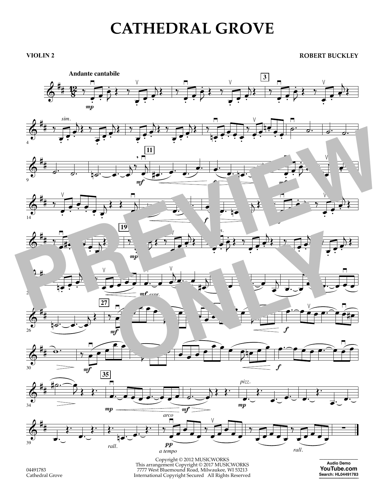 Learn to play Robert Buckley Cathedral Grove - Violin 2 sheet music for Orchestra in minutes. Robert Buckley Cathedral Grove - Violin 2 sheet music notes and chords. Download Printable PDF.