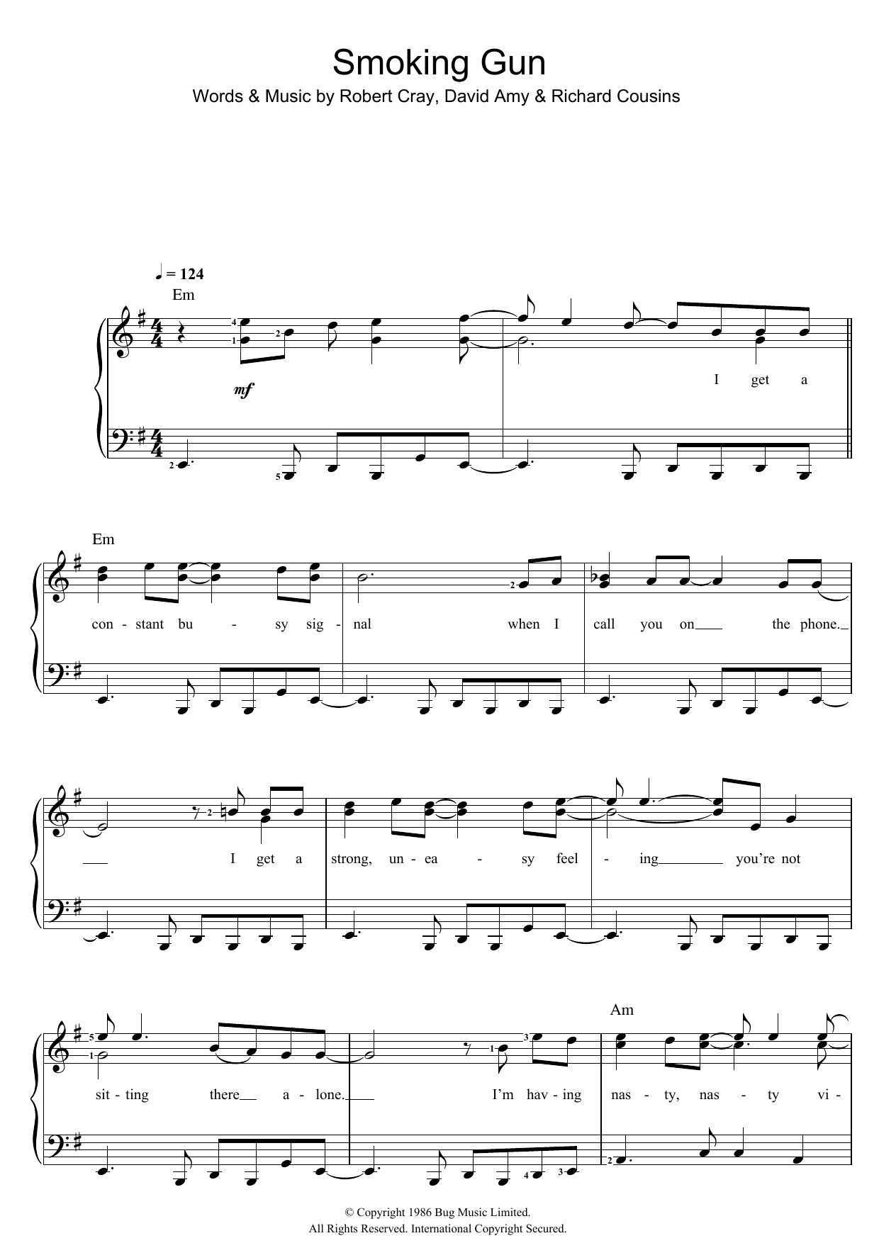 Robert Cray Smoking Gun sheet music notes and chords. Download Printable PDF.