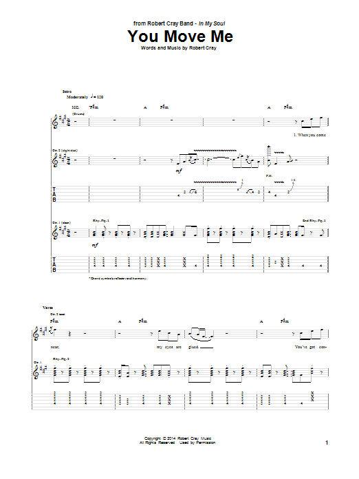 Learn to play Robert Cray You Move Me sheet music for Guitar Tab in minutes. Robert Cray You Move Me sheet music notes and chords. Download Printable PDF.
