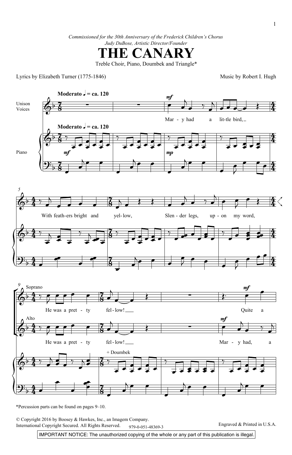 Robert Hugh The Canary sheet music notes and chords. Download Printable PDF.