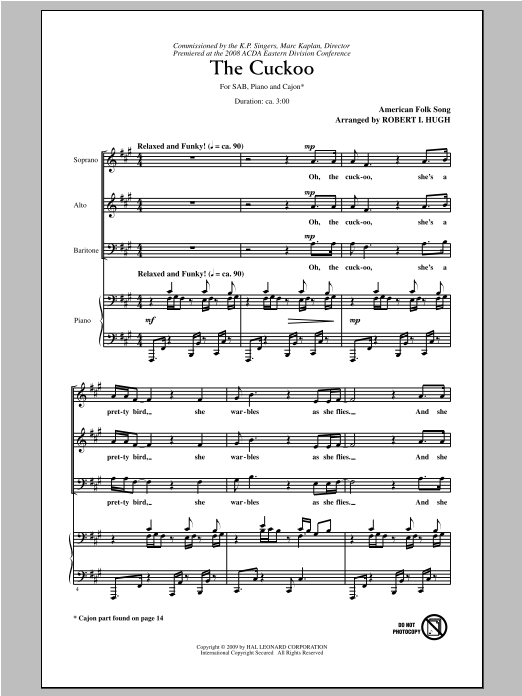 Robert Hugh The Cuckoo sheet music notes and chords. Download Printable PDF.