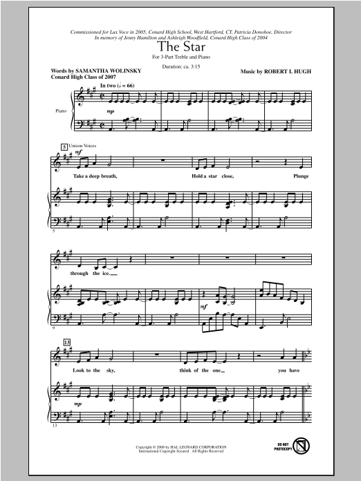 Robert I. Hugh The Star sheet music notes and chords. Download Printable PDF.