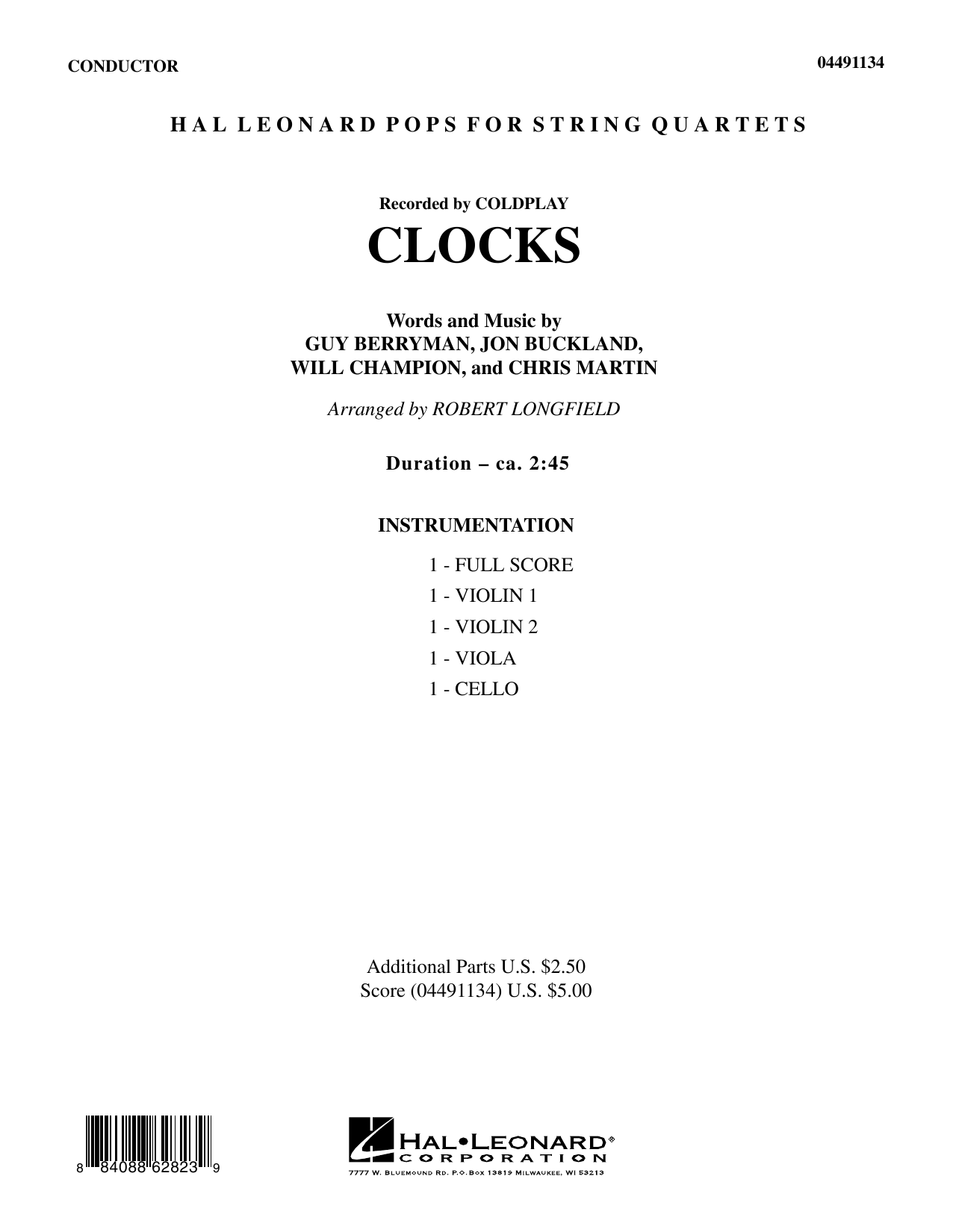 Learn to play Robert Longfield Clocks - Full Score sheet music for String Quartet in minutes. Price: 6.9900$ Robert Longfield Clocks - Full Score sheet music notes and chords arranged for String Quartet