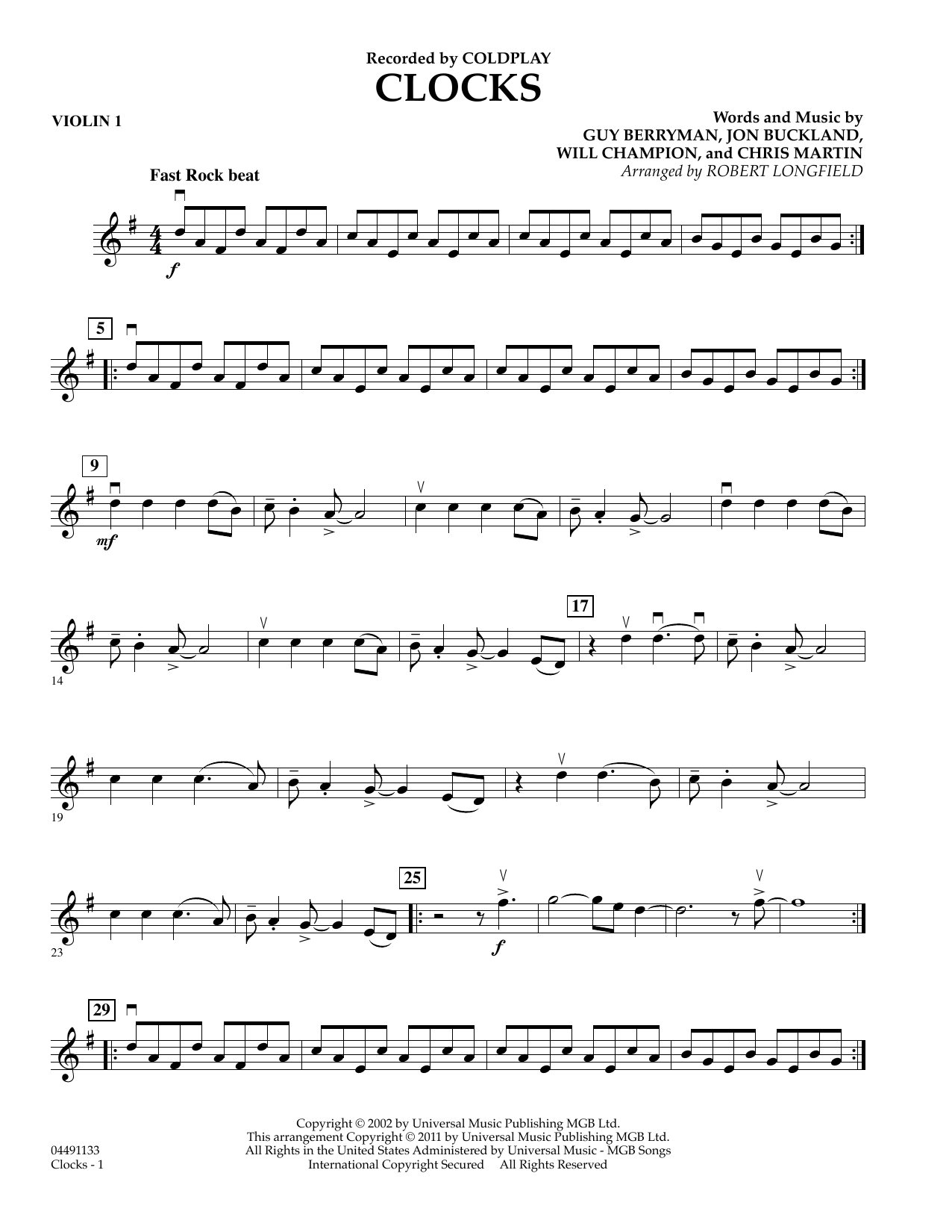Learn to play Robert Longfield Clocks - Violin 1 sheet music for String Quartet in minutes. Price: 7.8900$ Robert Longfield Clocks - Violin 1 sheet music notes and chords arranged for String Quartet