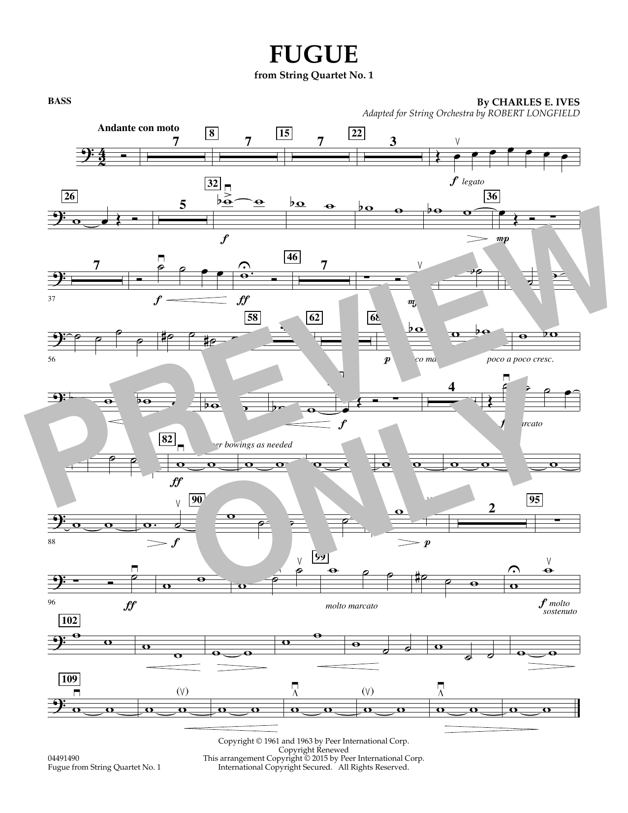 Learn to play Robert Longfield Fugue from String Quartet No. 1 - Bass sheet music for Orchestra in minutes. Robert Longfield Fugue from String Quartet No. 1 - Bass sheet music notes and chords. Download Printable PDF.