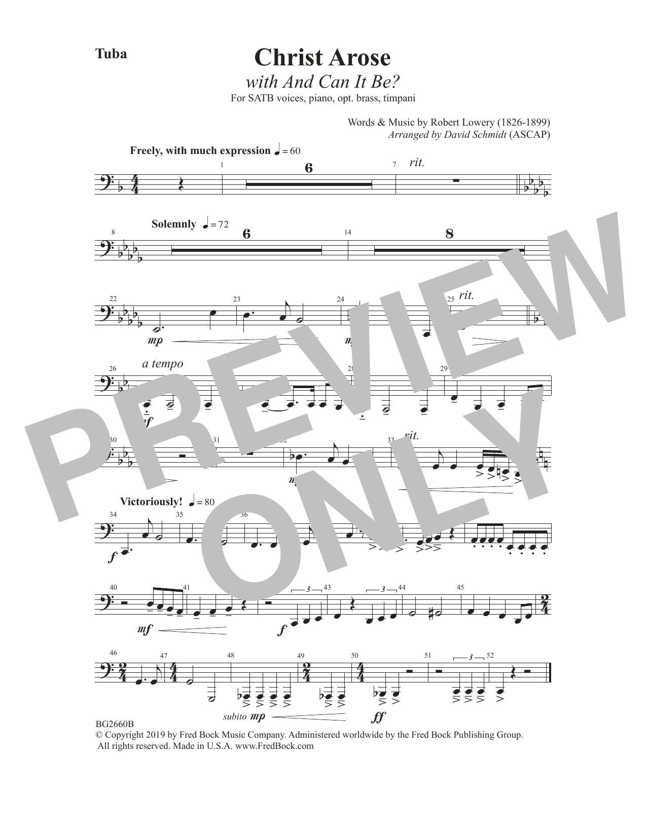 Learn to play Robert Lowry Christ Arose (with And Can It Be?) (arr. David Schmidt) - Tuba sheet music for Choir Instrumental Pak in minutes. Price: 6.9900$ Robert Lowry Christ Arose (with And Can It Be?) (arr. David Schmidt) - Tuba sheet music notes and chords arranged for Choir Instrumental Pak