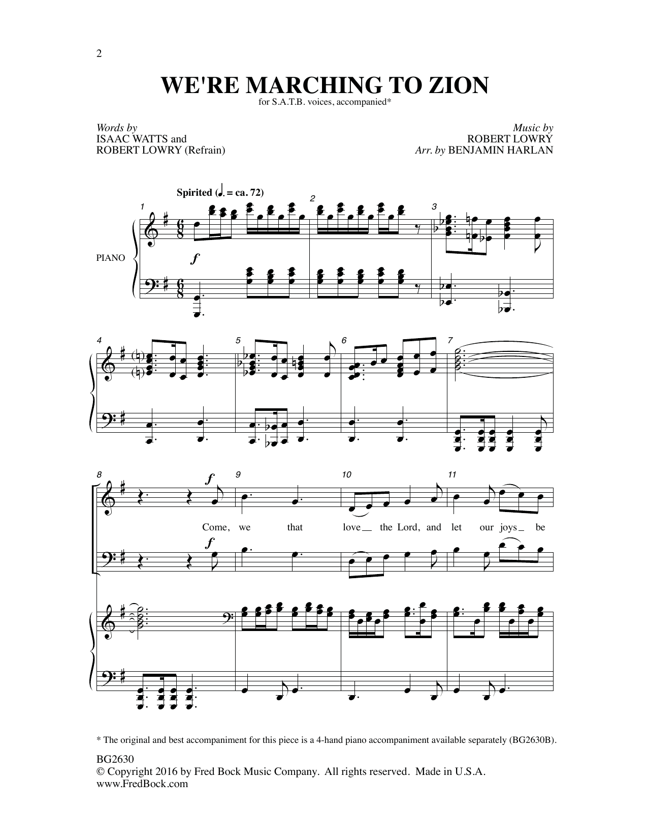 Learn to play Robert Lowry We're Marching to Zion sheet music for SATB Choir in minutes. Price: 3.9900$ Robert Lowry We're Marching to Zion sheet music notes and chords arranged for SATB Choir