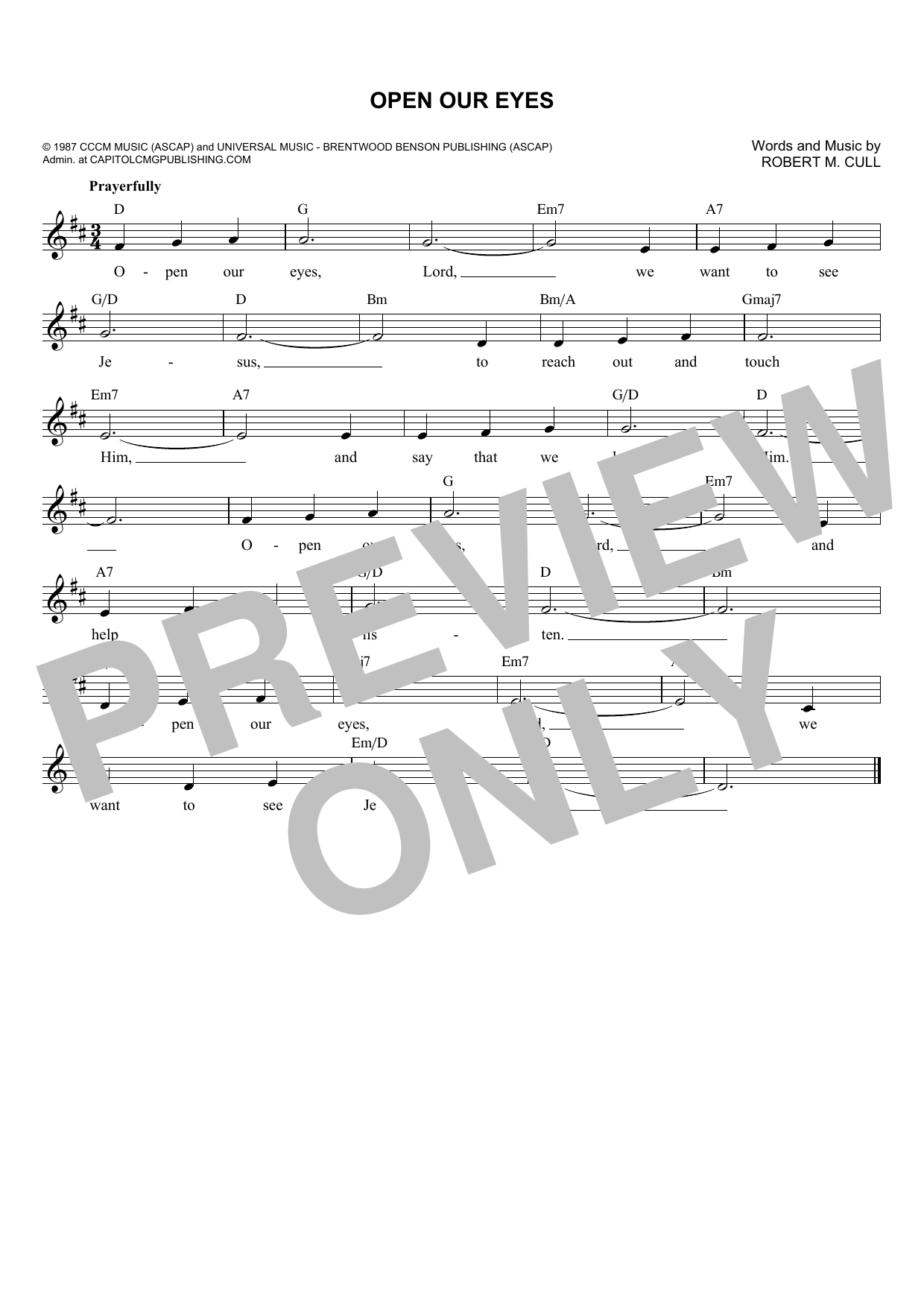 Learn to play Robert M. Cull Open Our Eyes sheet music for Easy Lead Sheet / Fake Book in minutes. Price: 5.9900$ Robert M. Cull Open Our Eyes sheet music notes and chords arranged for Easy Lead Sheet / Fake Book