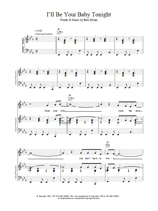 Robert Palmer & UB40 I'll Be Your Baby Tonight sheet music notes and chords. Download Printable PDF.