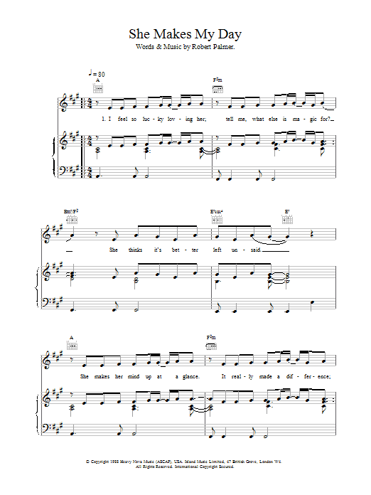 Robert Palmer She Makes My Day sheet music notes and chords. Download Printable PDF.