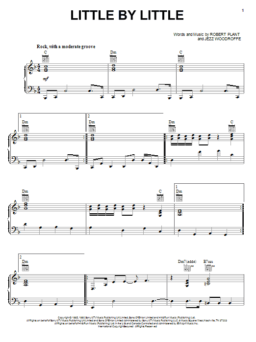 Robert Plant Little By Little sheet music notes and chords. Download Printable PDF.