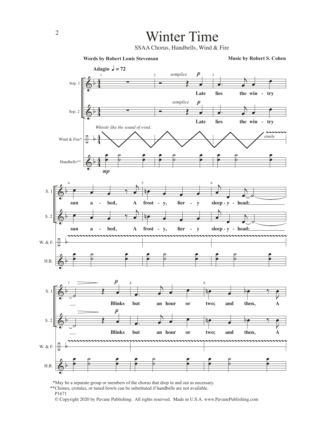 Robert S. Cohen Winter Time sheet music notes and chords. Download Printable PDF.