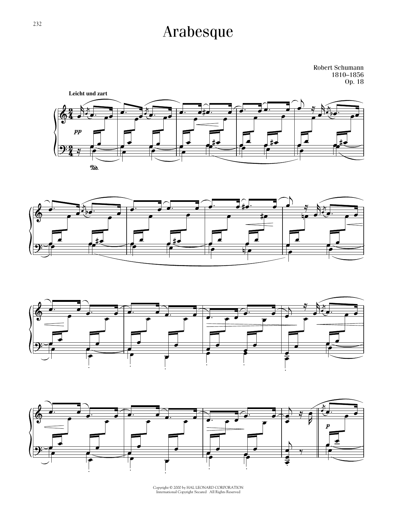 Robert Schumann Arabesque, Op. 18 sheet music notes and chords. Download Printable PDF.