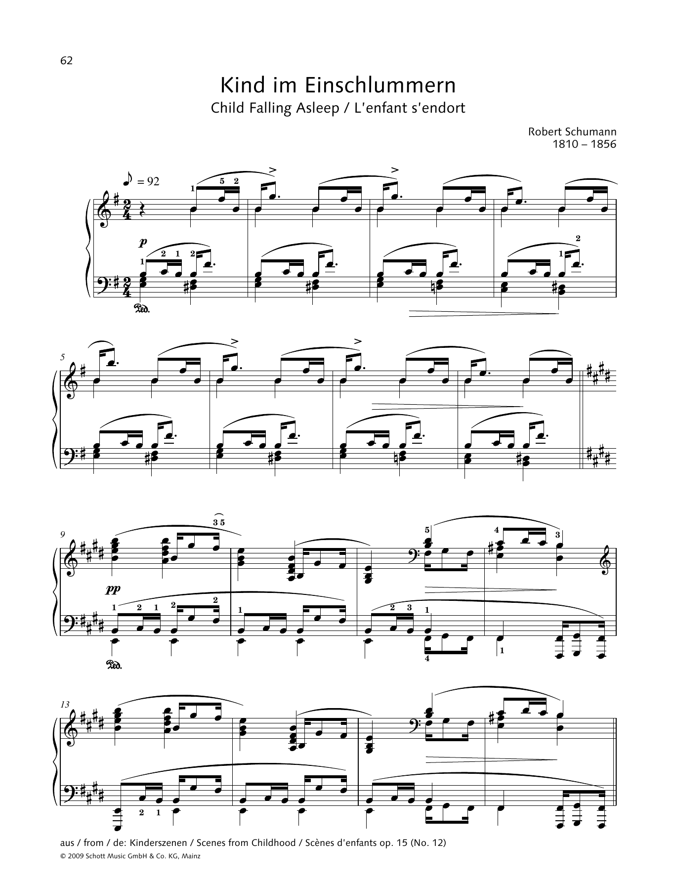 Robert Schumann Child Falling Asleep sheet music notes and chords. Download Printable PDF.