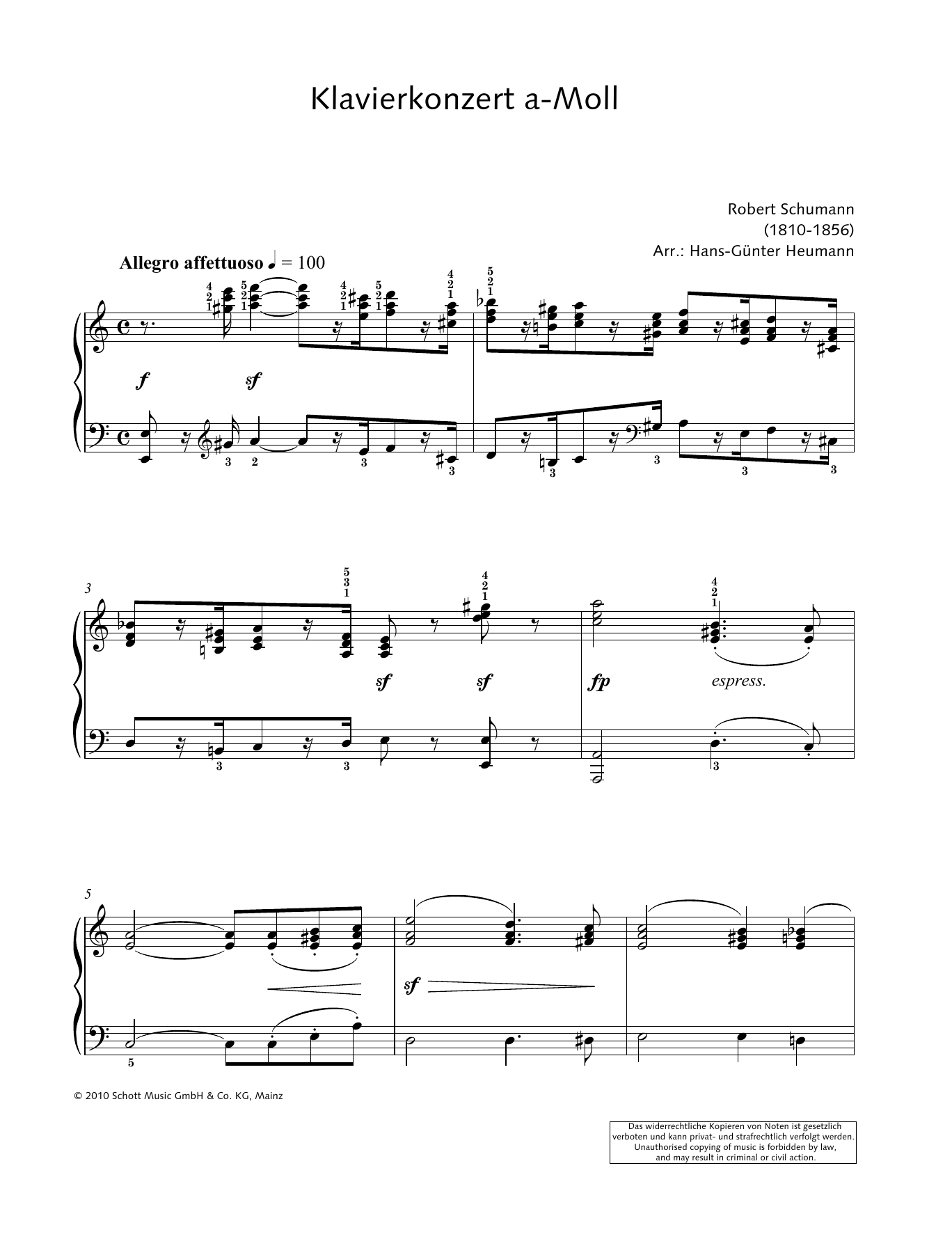 Learn to play Robert Schumann Concerto for Piano and Orchestra in A minor sheet music for Piano Solo in minutes. Price: 6.9900$ Robert Schumann Concerto for Piano and Orchestra in A minor sheet music notes and chords arranged for Piano Solo