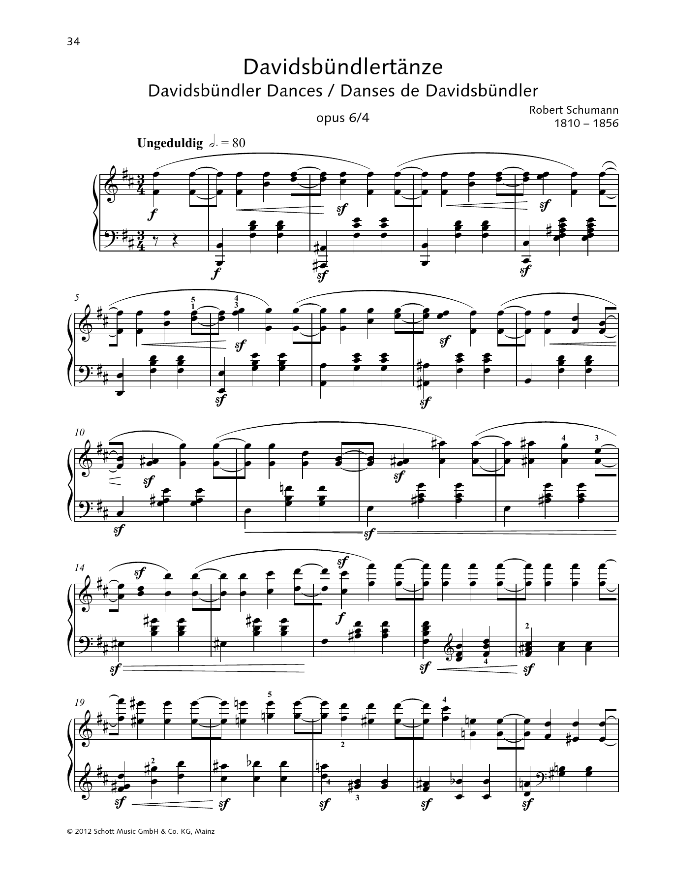 Robert Schumann Davidsbündler Dances sheet music notes and chords. Download Printable PDF.