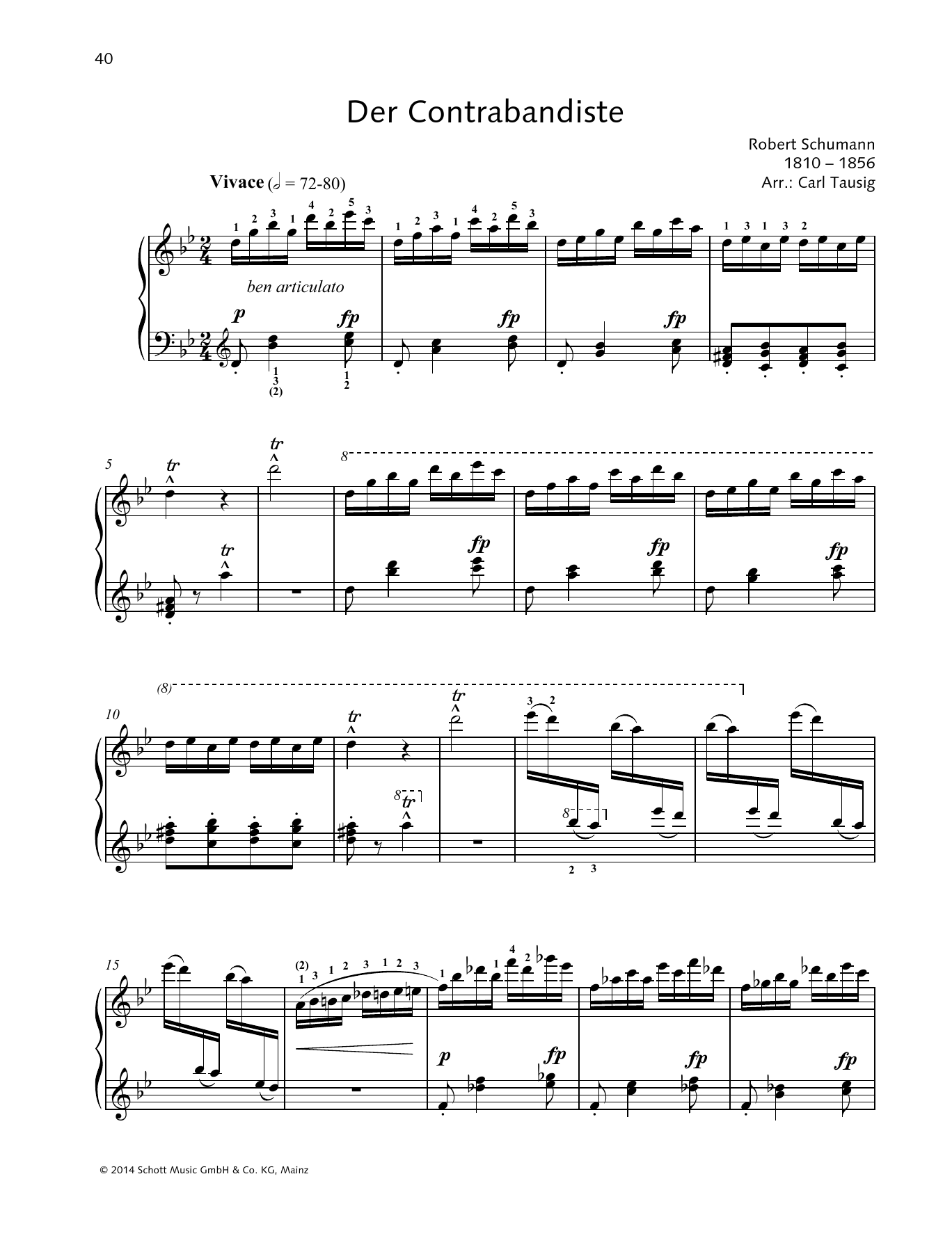 Robert Schumann Der Contrabandiste sheet music notes and chords. Download Printable PDF.