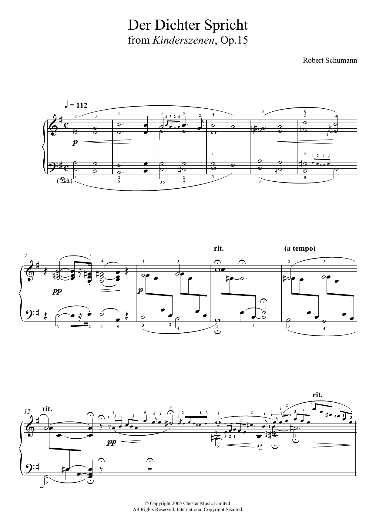 Robert Schumann Der Dichter Spricht sheet music notes and chords. Download Printable PDF.