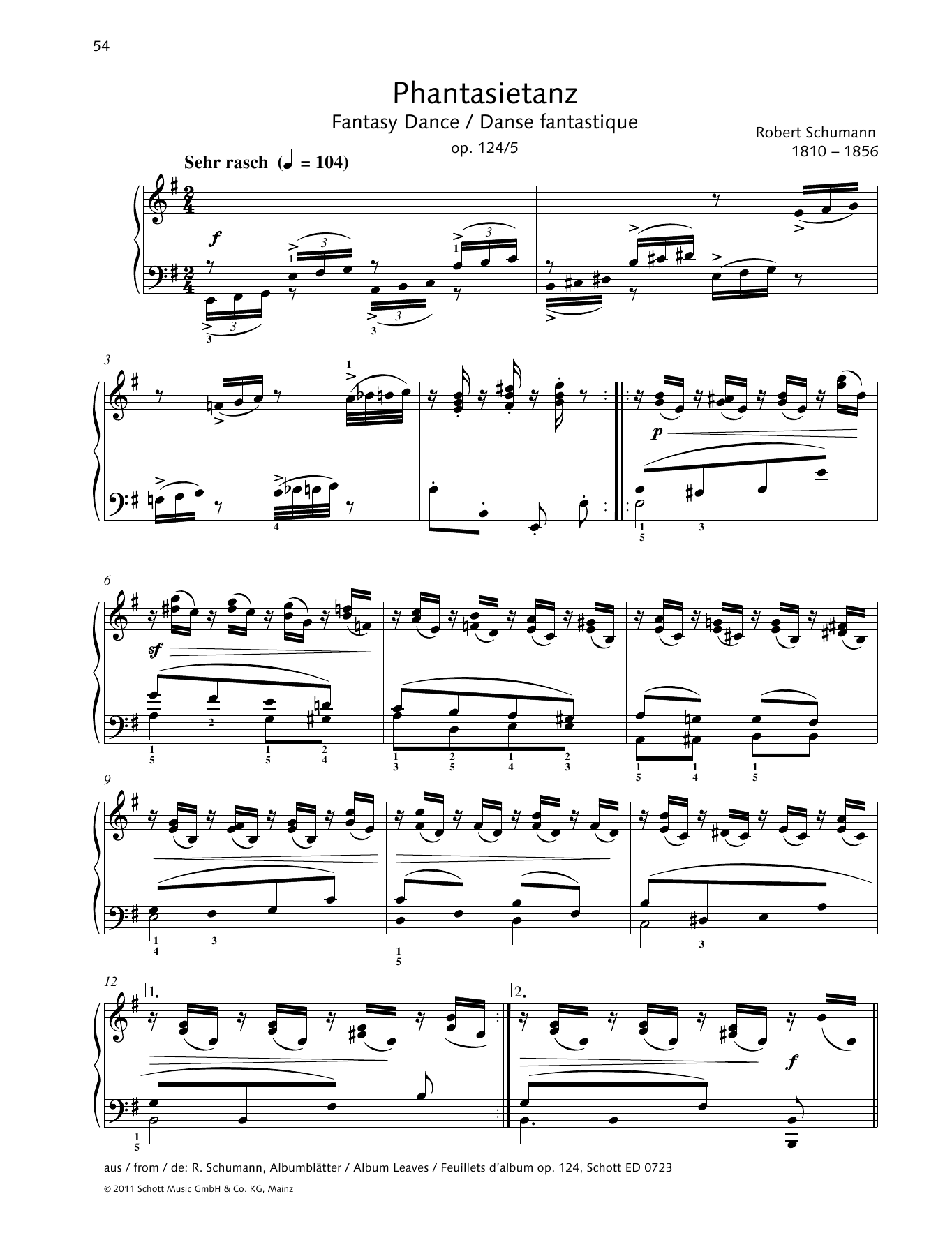 Robert Schumann Fantasy Dance sheet music notes and chords. Download Printable PDF.