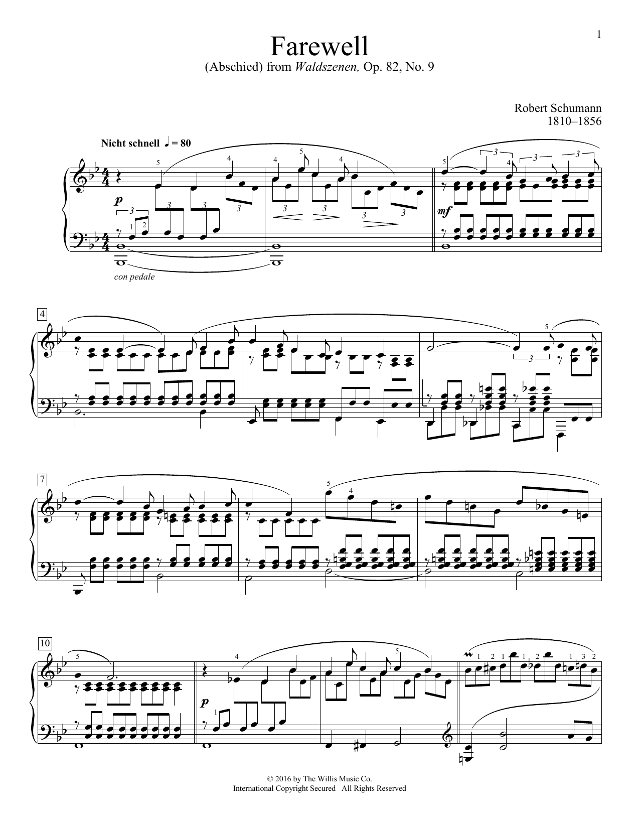 Robert Schumann Farewell (Abschied) sheet music notes and chords. Download Printable PDF.