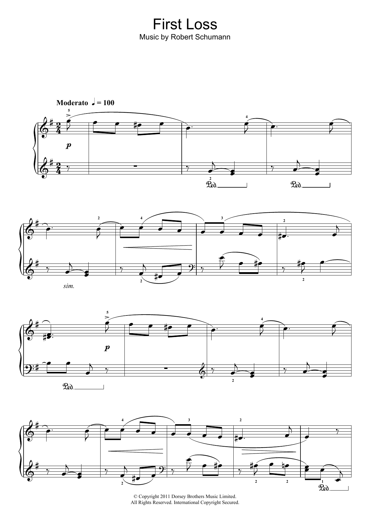 Robert Schumann First Loss sheet music notes and chords. Download Printable PDF.