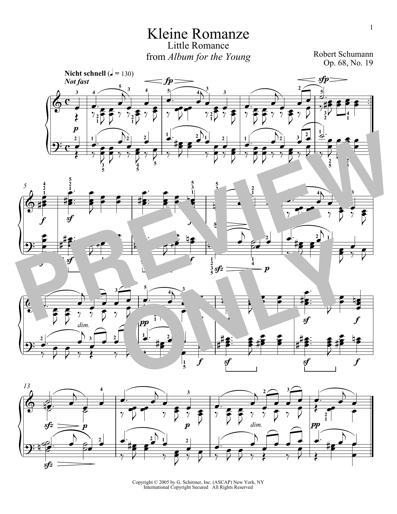 Learn to play Robert Schumann Little Romance, Op. 68, No. 19 sheet music for Piano Solo in minutes. Robert Schumann Little Romance, Op. 68, No. 19 sheet music notes and chords. Download Printable PDF.