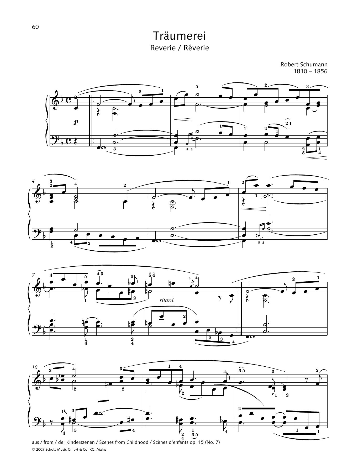 Robert Schumann Reverie sheet music notes and chords. Download Printable PDF.