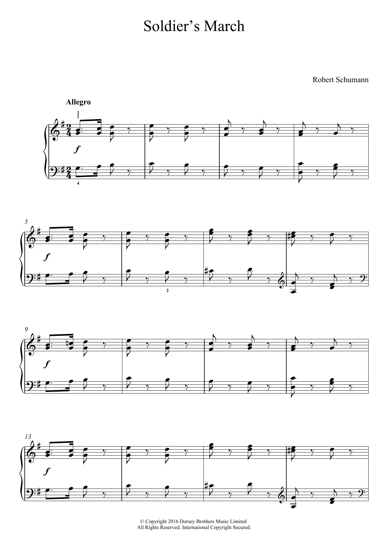 Robert Schumann Soldier's March sheet music notes and chords. Download Printable PDF.