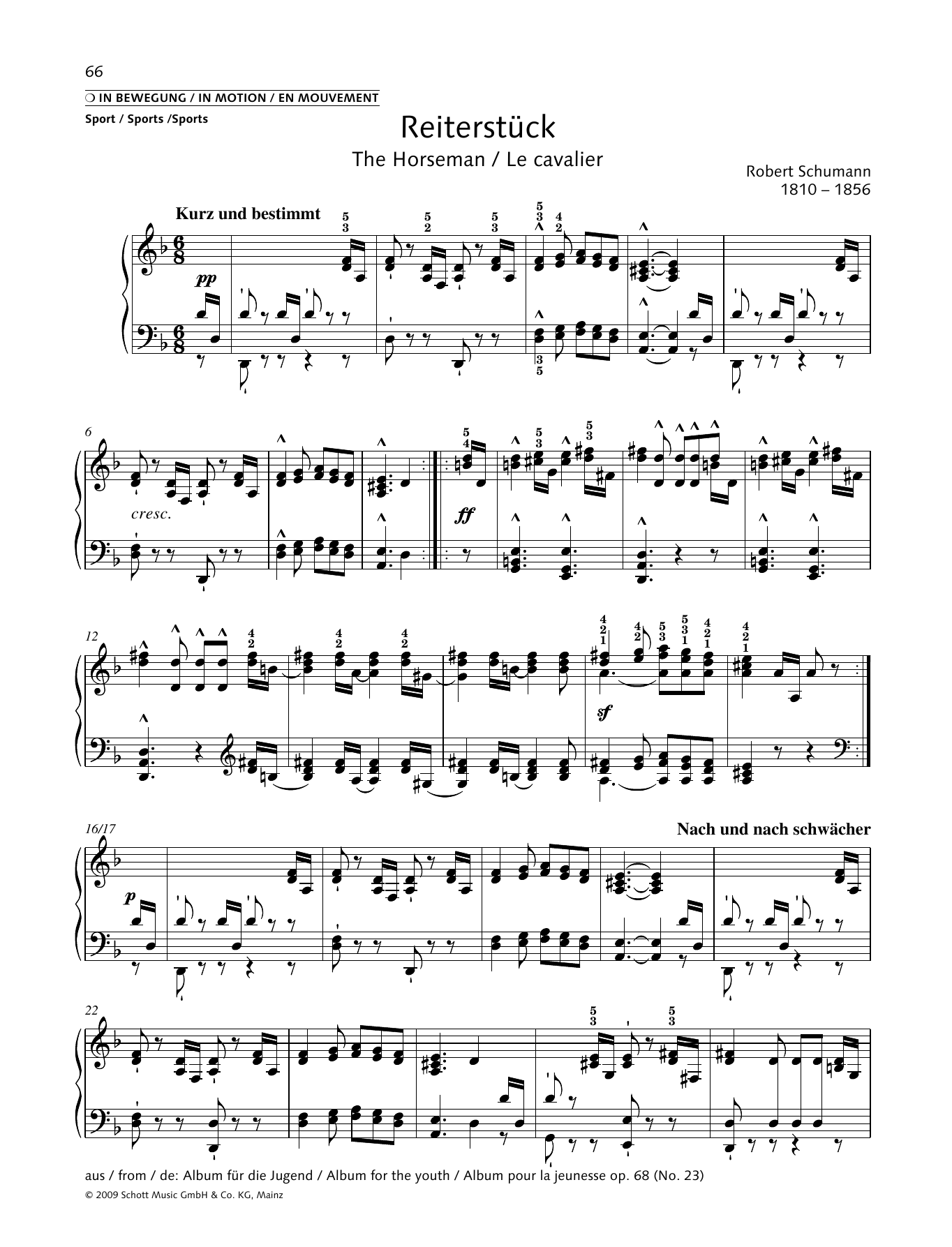 Robert Schumann The Horseman sheet music notes and chords. Download Printable PDF.