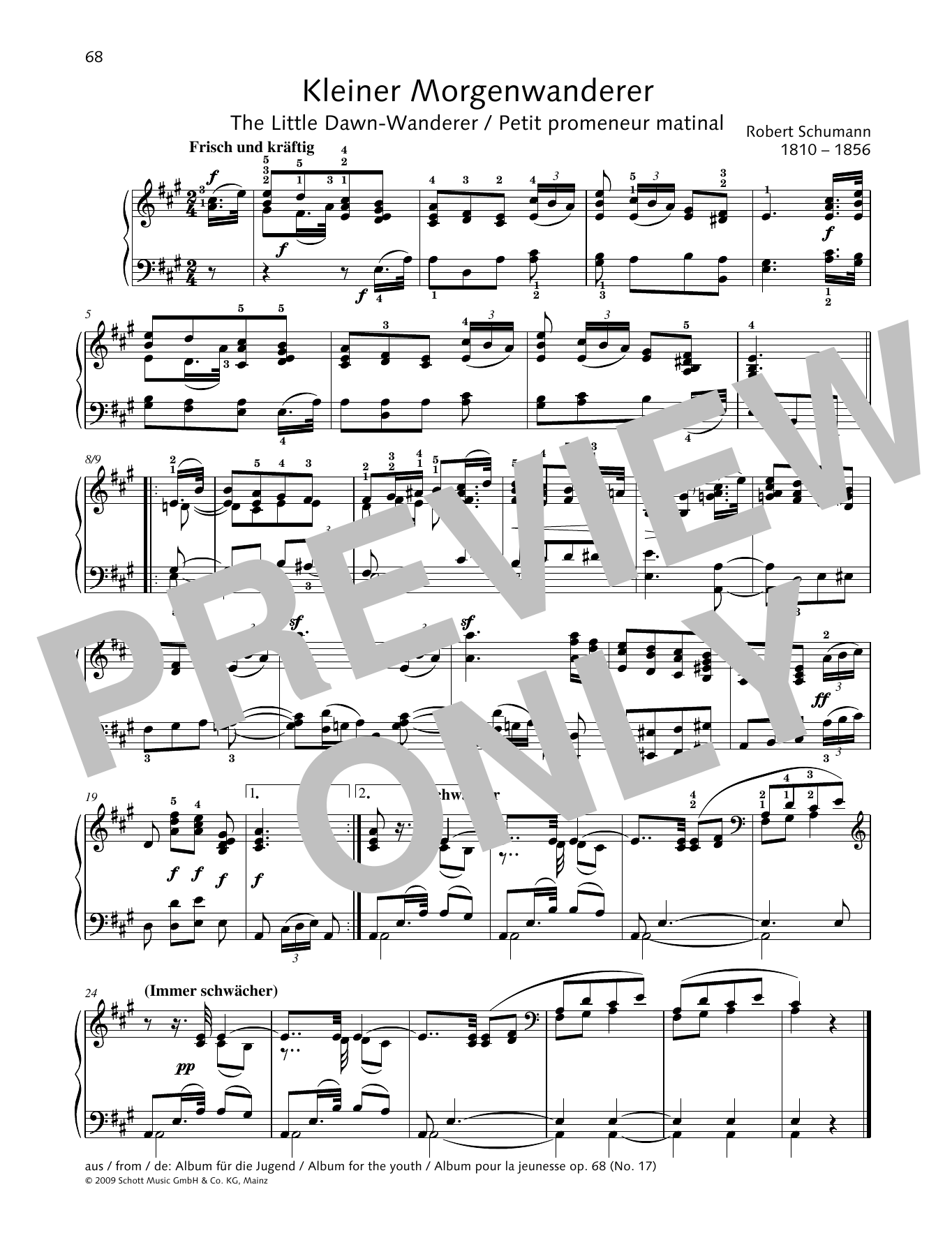 Robert Schumann The Little Dawn-Wanderer sheet music notes and chords. Download Printable PDF.