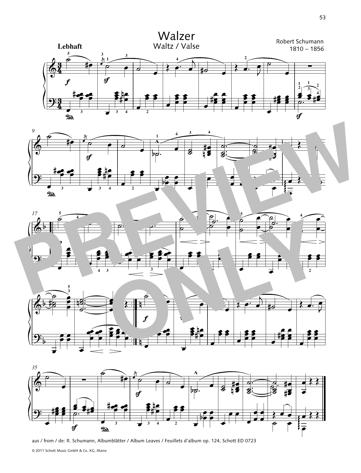 Robert Schumann Waltz sheet music notes and chords. Download Printable PDF.