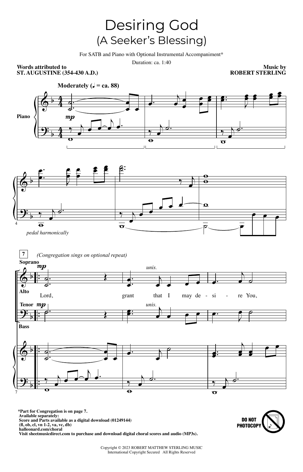 Learn to play Robert Sterling Desiring God (A Seeker's Blessing) sheet music for SATB Choir in minutes. Price: 3.9900$ Robert Sterling Desiring God (A Seeker's Blessing) sheet music notes and chords arranged for SATB Choir