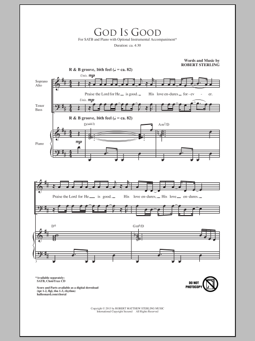 Robert Sterling God Is Good sheet music notes and chords. Download Printable PDF.