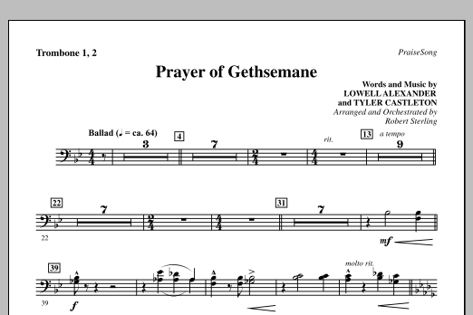Learn to play Robert Sterling Prayer Of Gethsemane - Trombone 1 & 2 sheet music for Choir Instrumental Pak in minutes. Price: 8.9900$ Robert Sterling Prayer Of Gethsemane - Trombone 1 & 2 sheet music notes and chords arranged for Choir Instrumental Pak