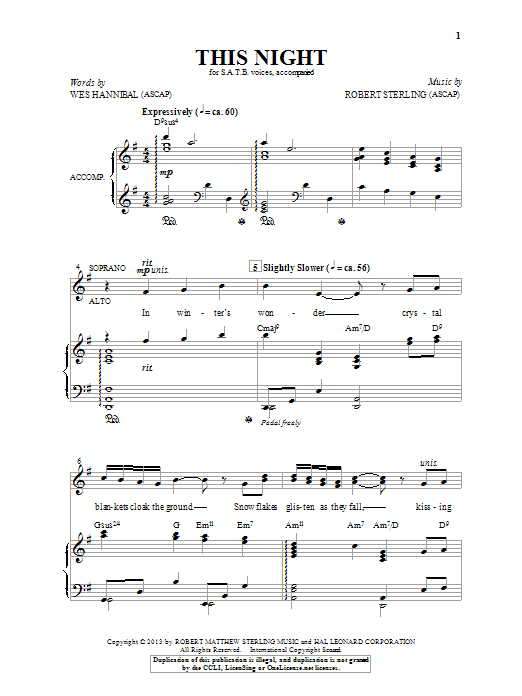 Robert Sterling This Night sheet music notes and chords. Download Printable PDF.