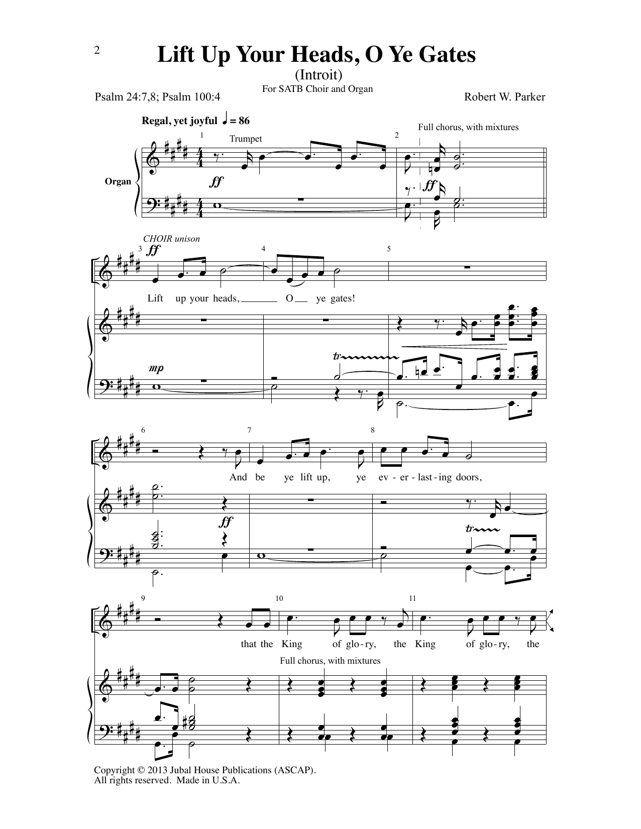 Learn to play Robert W. Parker Lift Up Your Heads, O Ye Gates sheet music for SATB Choir in minutes. Price: 3.9900$ Robert W. Parker Lift Up Your Heads, O Ye Gates sheet music notes and chords arranged for SATB Choir